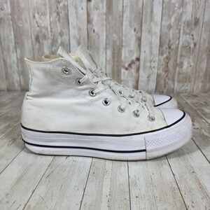 Converse All Star Platform High Top‎ Sneakers White Canvas Women's Size 9 Casual
